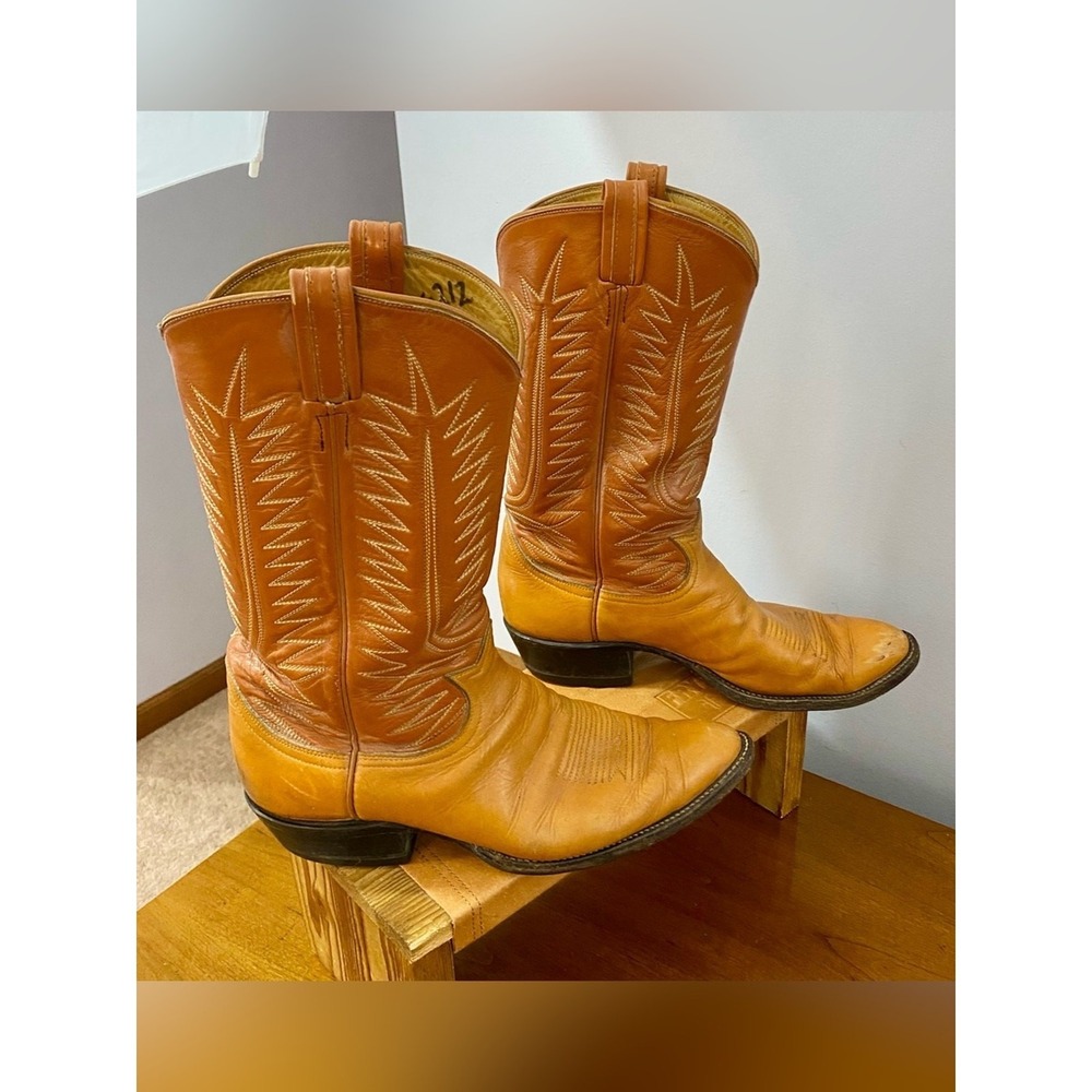 Tony Lama 80s Gold Label Vintage Brown Leather Western Cowboy Boots Men's 11D - Picture 2 of 13